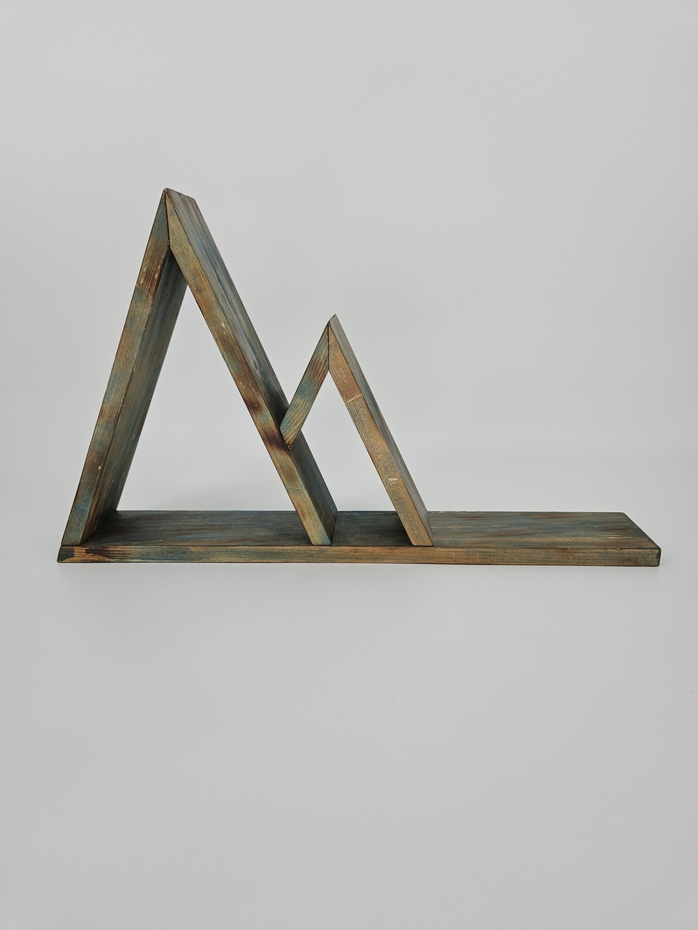 Handcrafted Rustic Wood Mountain Shelf Display 24" Boho Cabin Decor